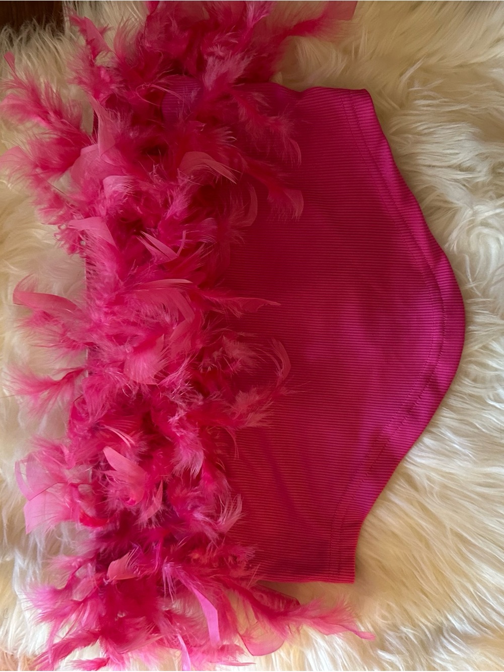 SHEIN Hot Pink Feather Trim crop top